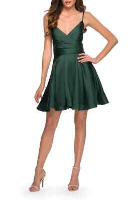 La Femme Fit & Flare Minidress in Emerald at Nordstrom, Size 4
