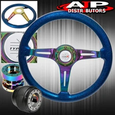 For 94-01 Integra Metallic Blue Neo Chrome Steering Wheel + Neo Chrome Extender