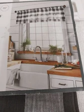 Threshold Light-Filtering Valance 15in.Gray Check