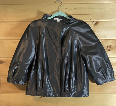 VTG Kenneth Cole New York 8 Cropped Puff Sleeve Metallic Wet Look Jacket