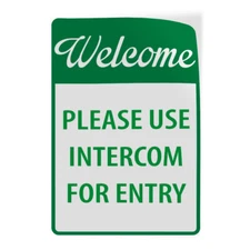 Vertical Vinyl Stickers Welcome Please Use Intercom for Entry Security