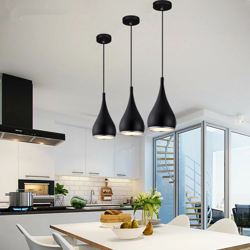 3X Black Pendant Light Kitchen Chandelier Lighting Bar Lamp Hotel