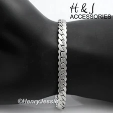 7"-11"MEN Stainless Steel 6mm Silver Miami Cuban Curb Link Chain Bracelet*B155