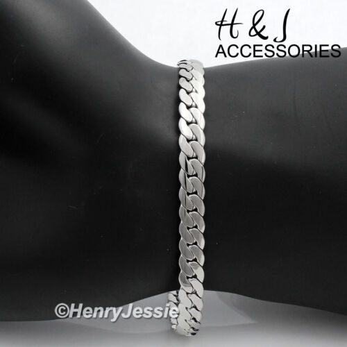 7"-11" HOMMES en acier inoxydable 6 mm argent Miami cubain bordure bracelet chaîne maillon * B155 - Photo 1 sur 3