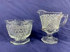 Anchor Hocking Miss America Diamond Depression Glass Footed Sugar & Creamer Set