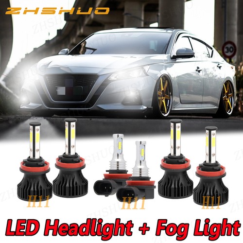 Combo LED Headlight And Fog Light Bulbs For Nissan Altima 2007-2018 – High/Low Beam + Fog, 6500K Cool White - View #4