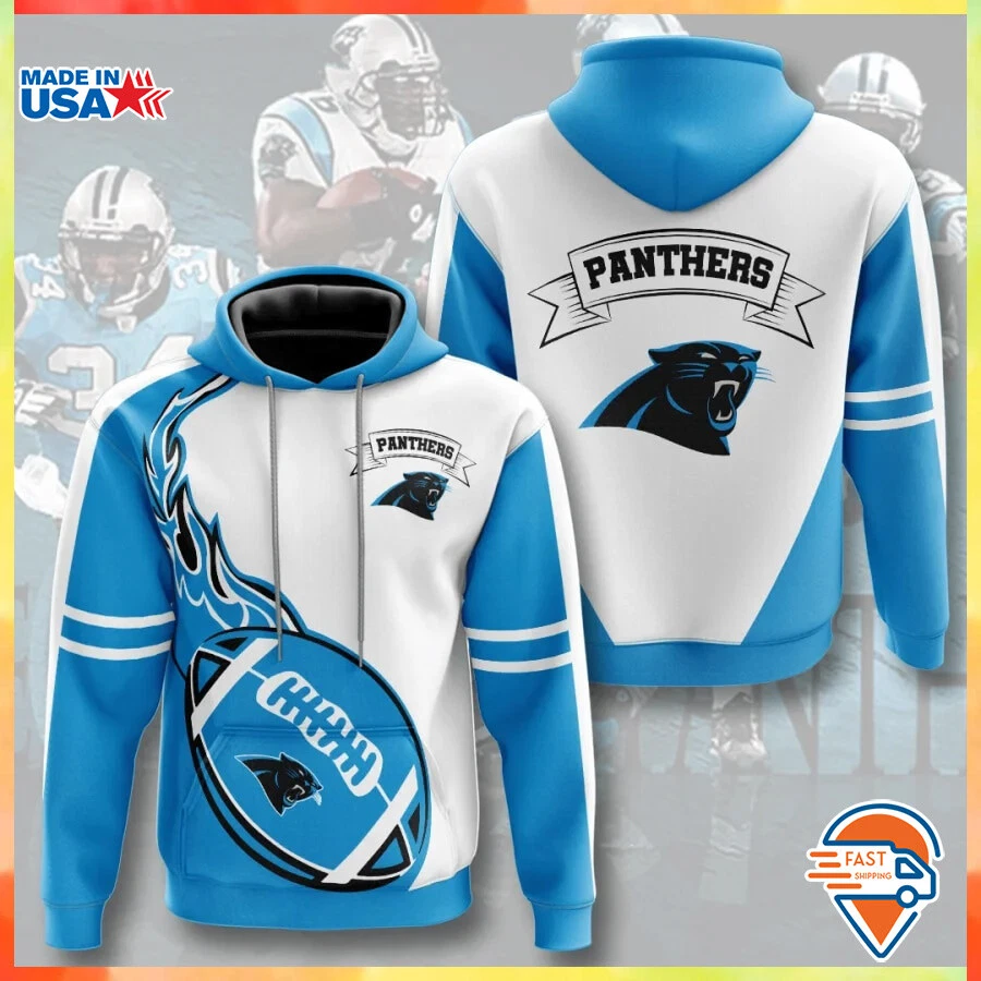 Carolina Panthers Premium Hoodie Blue Flame Balls Pullover All Over Printed Gift