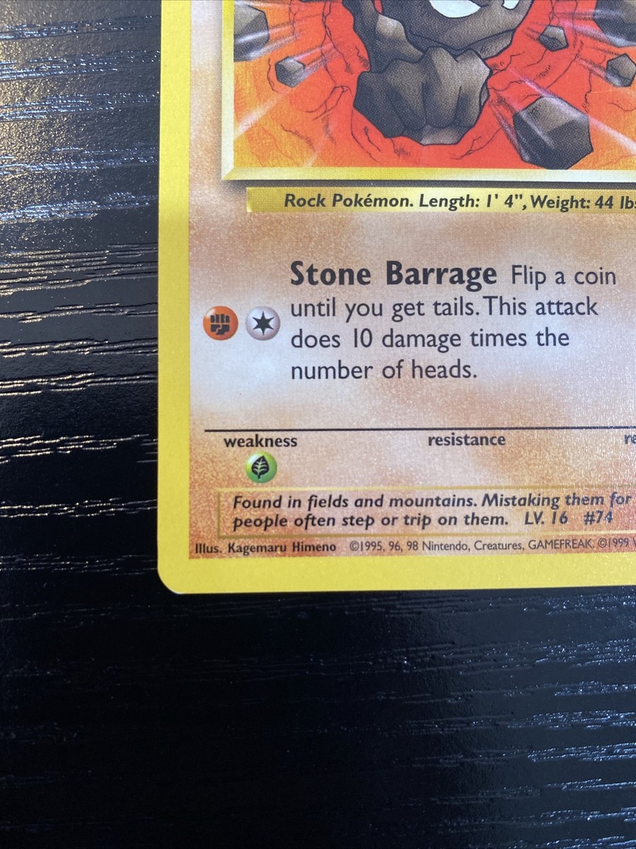 1999 geodude pokemon card Geodude 1999 Pokemon Fossil Common 1st Edition #47 CGC Authenticated 9 Card