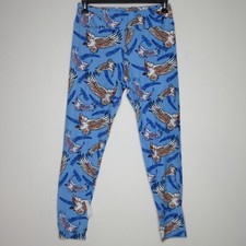 Lularoe Women's Light Blue Bird w/ Flower Tall And Curvy Leggings M B67