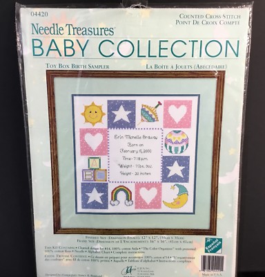 Birth Sampler Needle Treasures Baby Collection Toy Box Rainbow Moon 04420