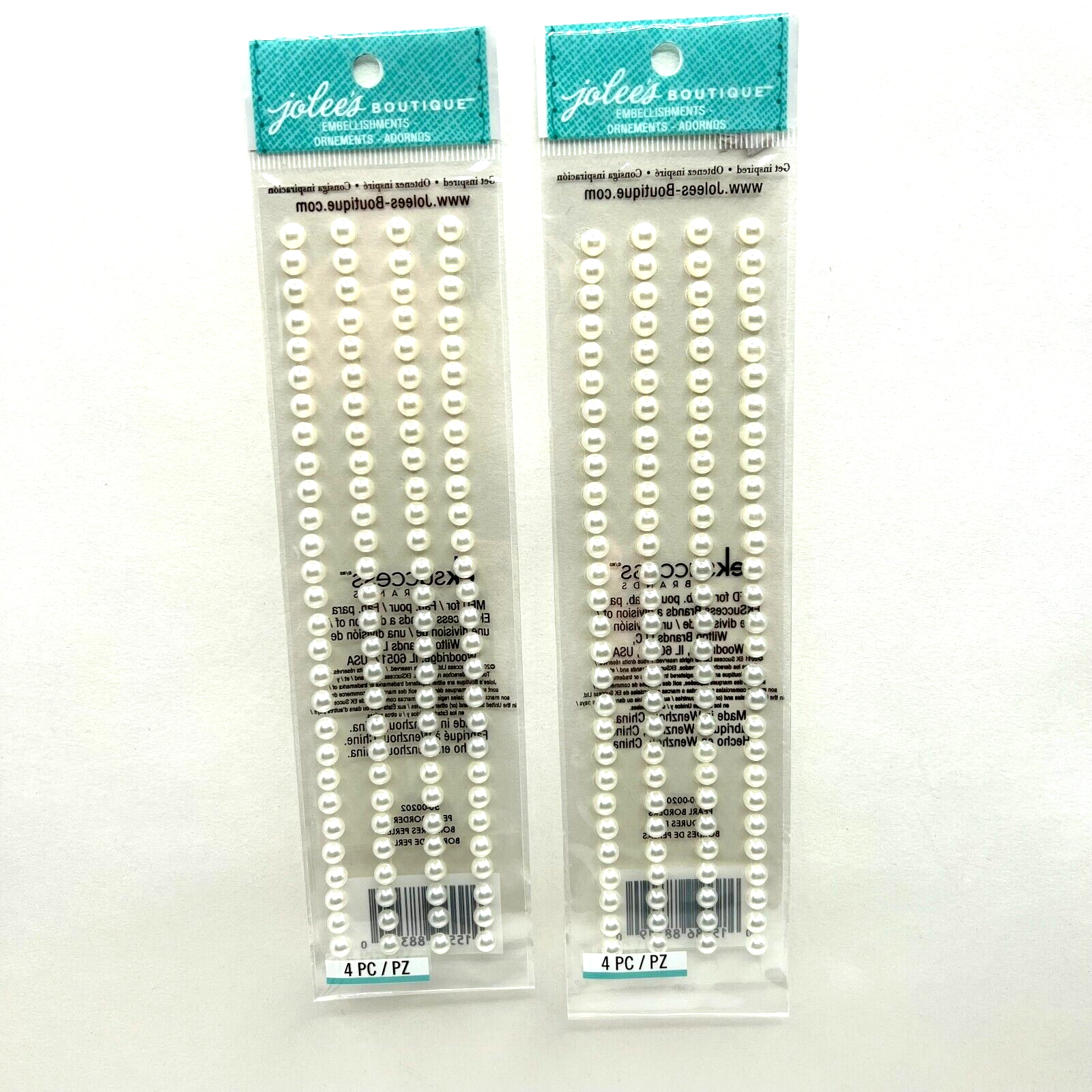 2 Jolee's Boutique Pearl Borders Embellishment Stickers Scrapbooking Crafts