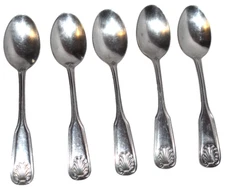 5 AMSILCO World Tableware Coquille Stainless Steel Flatware Teaspoons 6 1/4"
