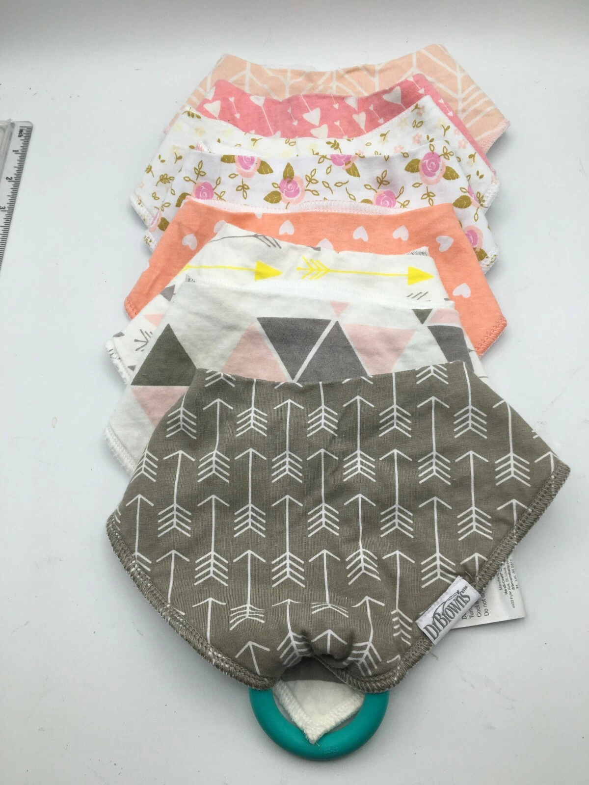 Dr. Brown's Keababies MatiMati Bib Lot of 9 Pink Gray 1 Teething Ring Free Ship