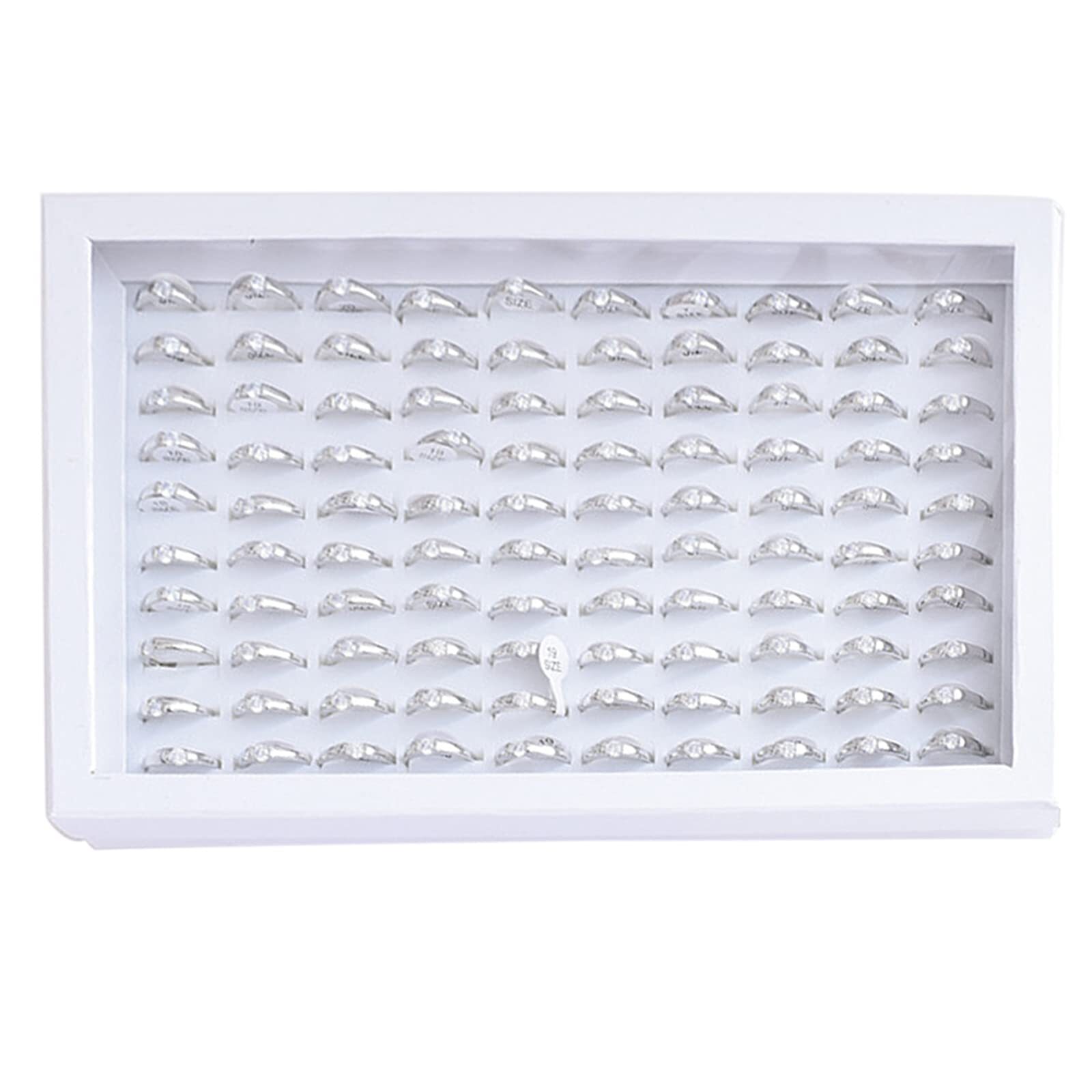Jewelry Rings Display Tray Velvet 100 Slot Case Box Jewelry Storage Box White