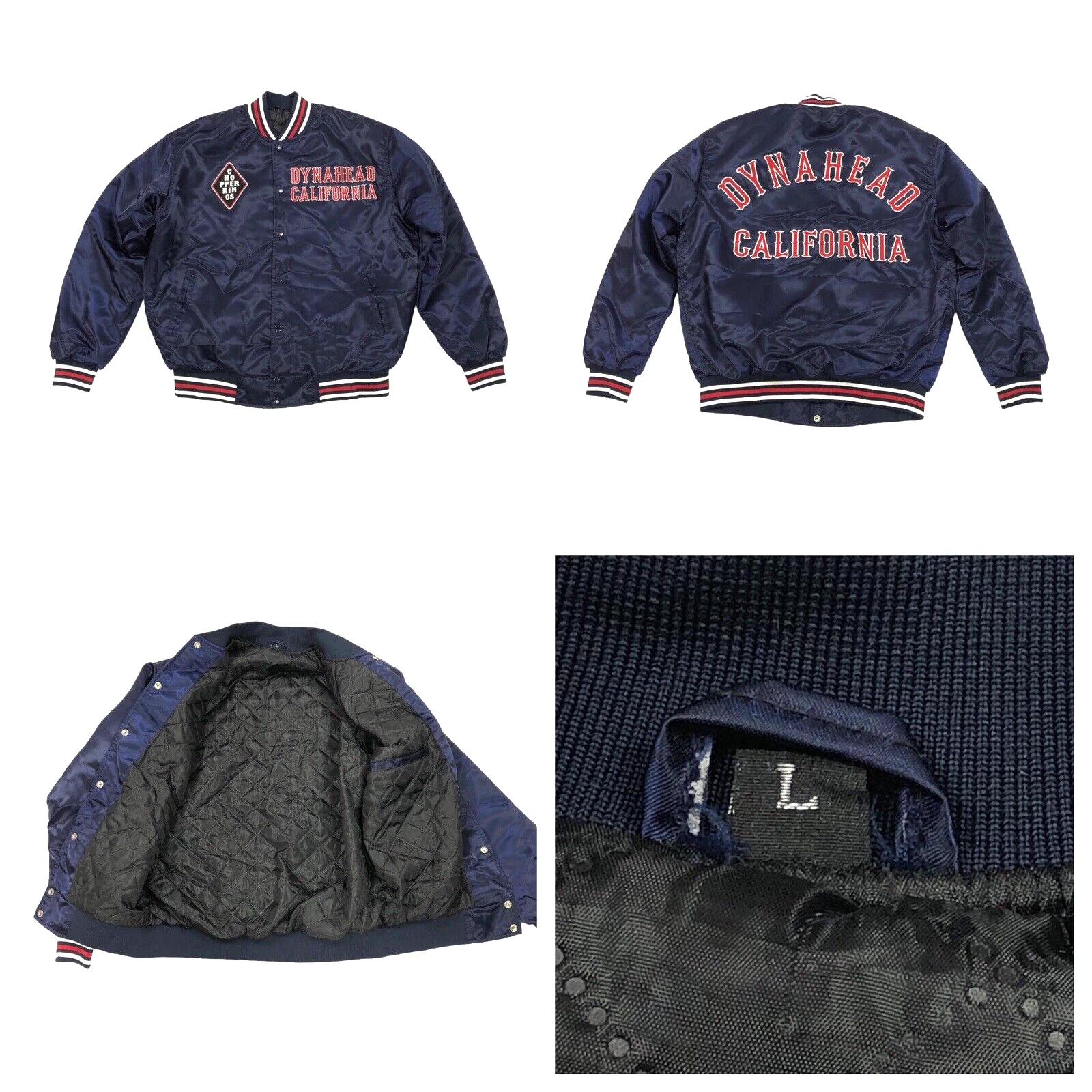 Chopper Kings Satin Bomber Jacker Men's Large Blue Dynahead California Embroider