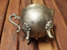 Antique Silver Mini Cauldron Vintage LEONARD Brand Ceamer pot (Made in USA)