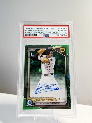 24 Bowman Draft Sapphire Konnor Griffin 1st Auto Green Refractor  /99 - PSA 10