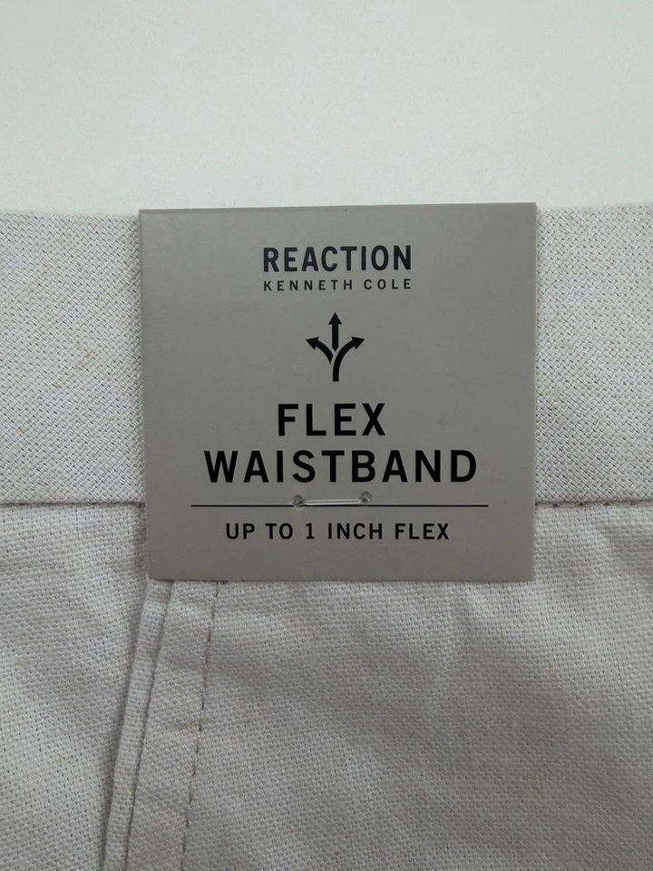 $95 NUEVO KENNETH COLE REACTION Hombres 34x34 Blanco Sólido Calce Ajustado Pantalones de Lino Foto 3 de 4