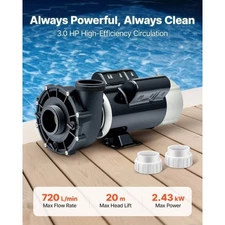 SPA Pump, 3 HP, 2-Speed Hot Tub Pump with 2-Inch Intake, 190.2 GPM High 84.5 GPM