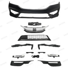 For Accord 2016-17 Front Bumper Cover/Upper Lower Grilles/LED Fog Lamps/Retainer