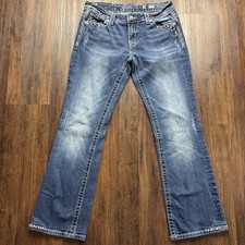 Miss Me Easy Boot Jeans Rhinestone Flap Pocket Medium Wash Women  s Size 29
