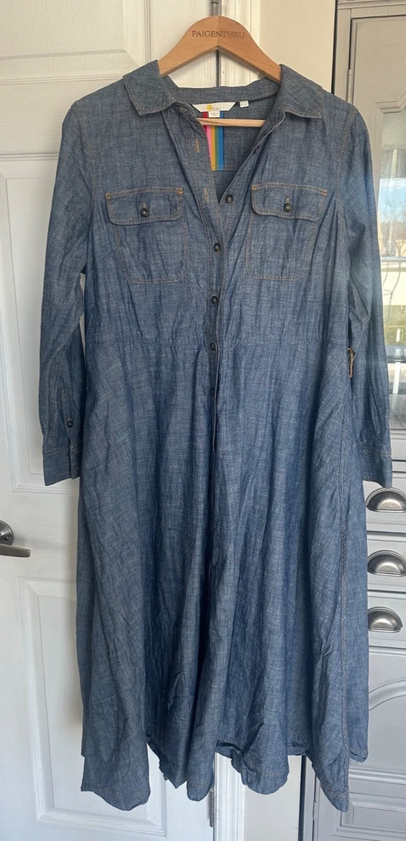knee length dresses for ladies Long Sleeve Denim Dress – Tessa Blue Mini Button-Up