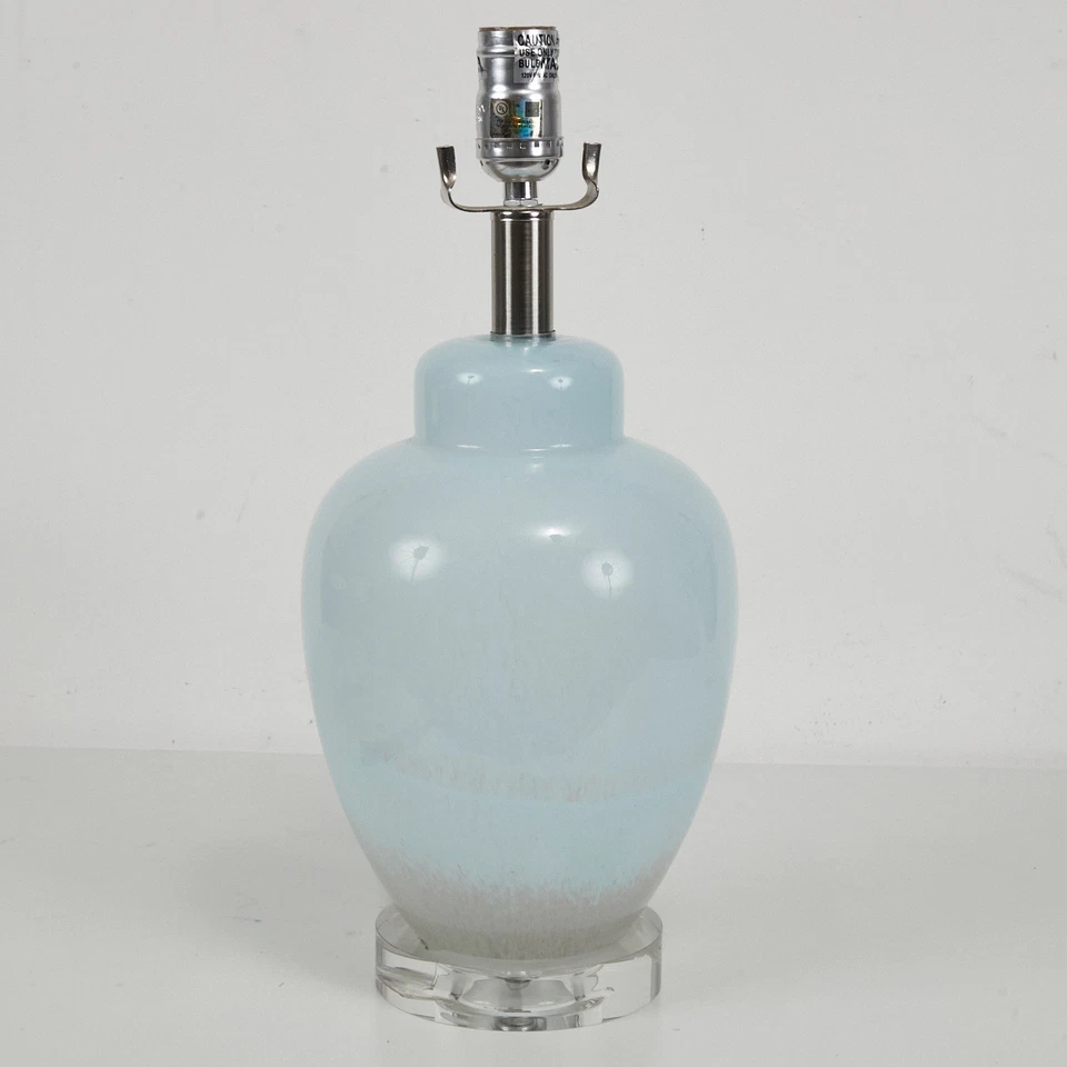 Lámpara de mesa de vidrio azul claro gris degradado vidrio soplado base acrílico lote de 2 Foto 2 de 4