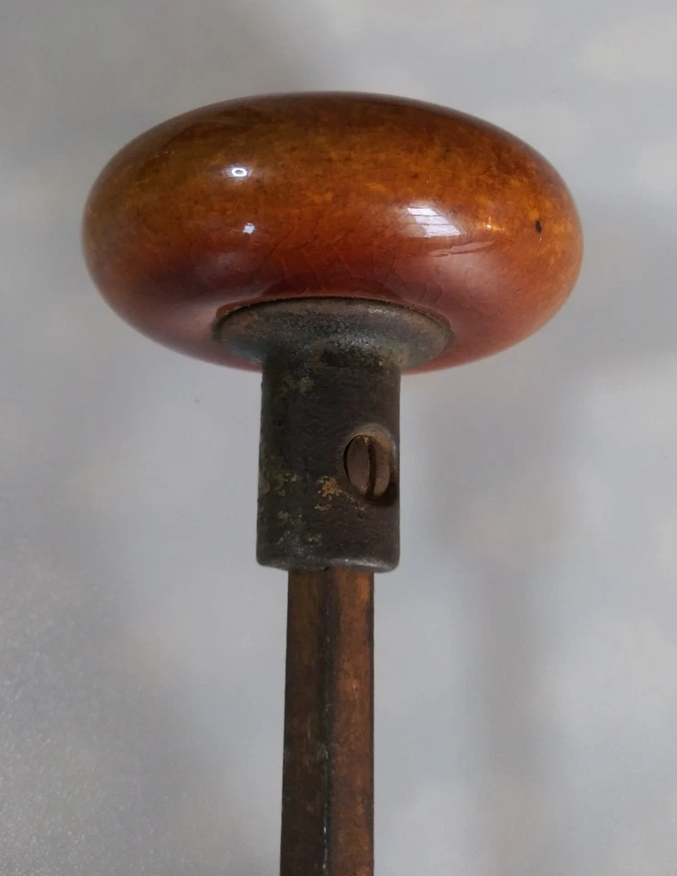 Vtg Speckled Brown Porcelain Door Knobs And Spindle Set - Image 3 of 4