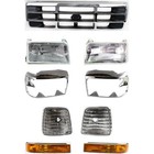 Grille Assembly Headlight Kit For 1992-1996 Ford F-150 Bronco with Corner Light