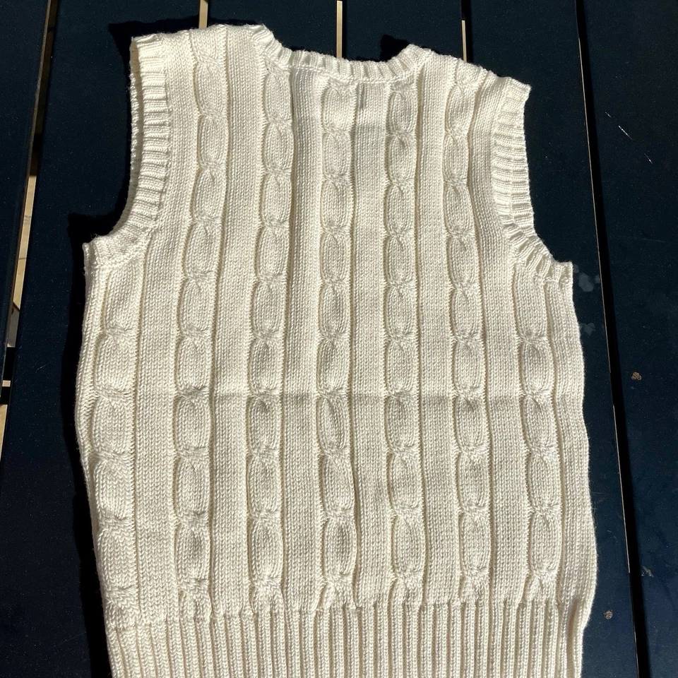 Chaleco tejido con cable crema Chaps Boys nuevo sin etiquetas talla 6 algodón Foto 2 de 4