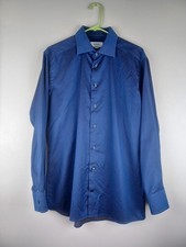 Eton Mens Dress Shirt Size 16.5 42 Slim Fit Blue Geometric Print Longsleeve