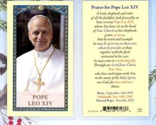 Pope Leo XIV  - Prayer for the Pope - Laminated  Holy Card 567D
