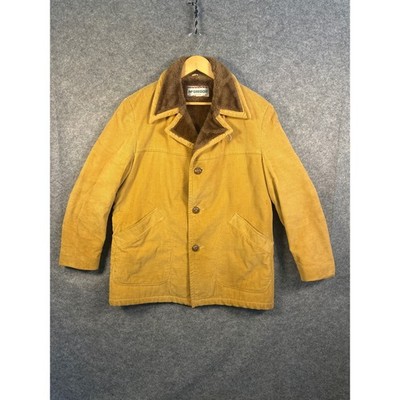 McGregor Mens Mustard Yellow Corduroy Sherpa Lined Winter Jacket Size L