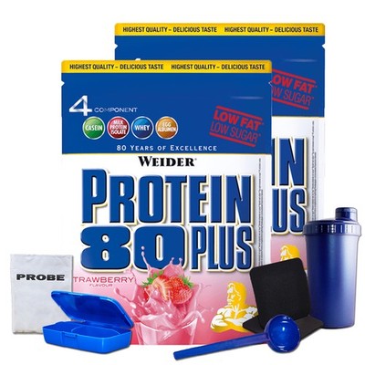 (48,90 EUR/kg) Weider Protein 80 Plus 2 x 500g Beutel Eiweiß Aminosäure + Bonus