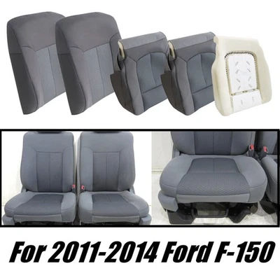 For 2011 2012-2014 Ford F-150 Driver Passenger Top Bottom Cloth Seat Cover Gray - Bild 1 von 2