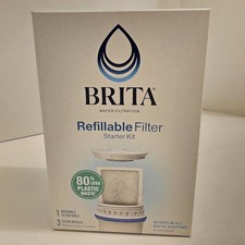 Brita Water Refillable Filter Starter Kit: 1 Filter Shell, 3 Filter Refills