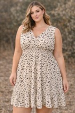 SHEIN Curve Floral Midi Dress Smocked Waist Sleeveless Plus Size 3XL