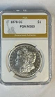1878-CC Morgan Carson City Silver Dollar $1 PGA MS63 Carson City CC Silver