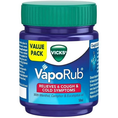 Vicks VapoRub Chest Rub Ointment Cough Relief Cold Aches Pains 50g +10g Extra=60