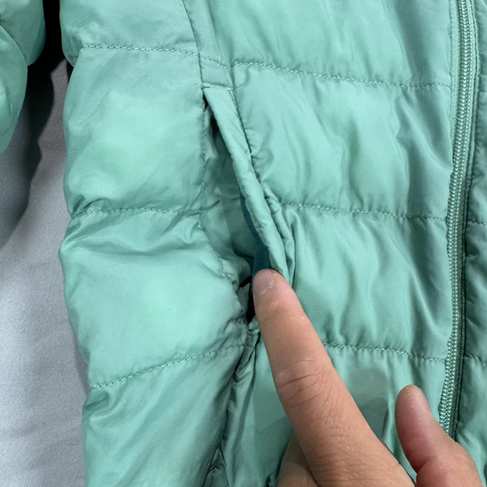 Uniqlo Pufftech пуховик куртка ребенка ясельного возраста девочек 3Y бирюзовый моющийся парка теплый с подкладкой - Изображение 2 из 4