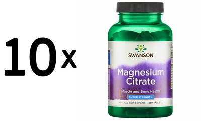 10 x Swanson Magnesium Citrate, 225mg Super-Strength - 240 tabs (158,32 EUR/kg)