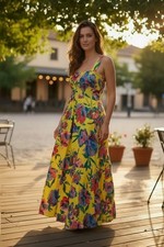 NWT Vince Camuto Floral Maxi Tiered Dress with Smocked Back, Size 1X