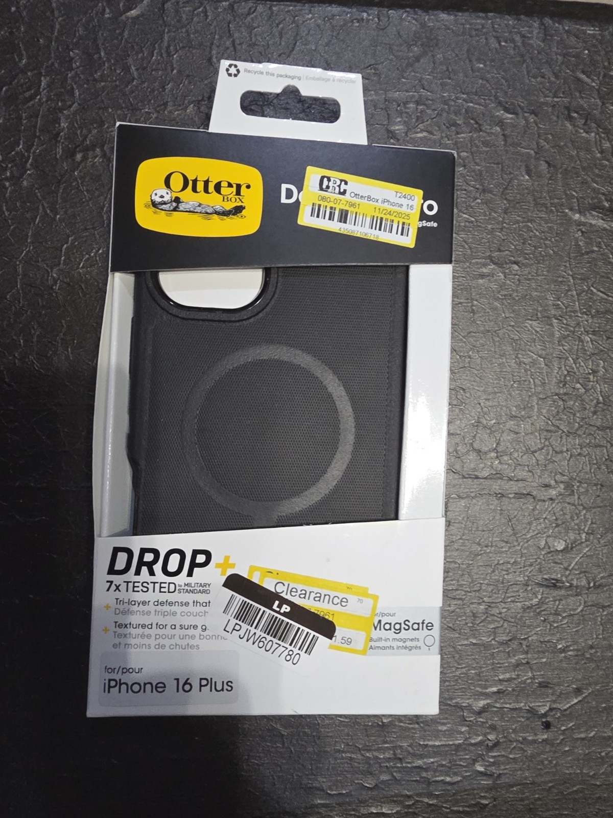 OtterBox iPhone 16 Plus Defender Pro Series Case with MagSafe - Black: Plastic,