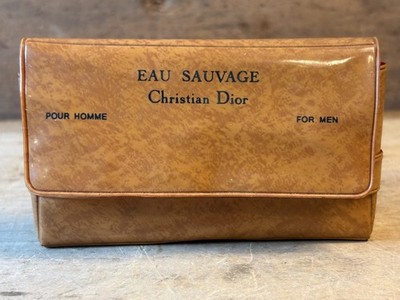 Vtg 70s Christian Dior Mini Travel Set Eau Sauvage Pour Homme Men Vinyl Case #M