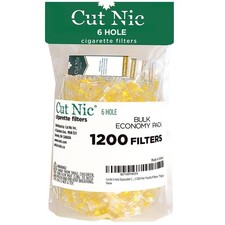 Cut Nic 6 Hole Disposable Cigarette Filters - Bulk Economy Pack 1200 Per Pac...