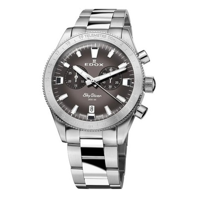 Edox Men's 'Skydiver' Gray Dial SS Bracelet Quartz Watch  10116-3-GRIDN