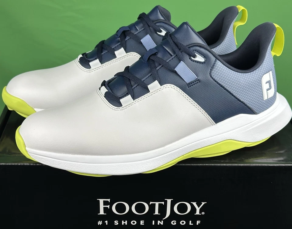 Новый FootJoy Prolite мужской без шипов туфли для гольфа 56920 белый/темно-синий/лайм выбрать размер - Изображение 3 из 4
