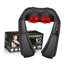 Neck Massager with Heat, Back Massager Deep Tissue, Electric 3D Black-button