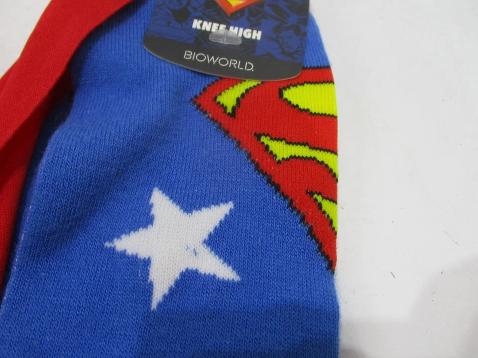 Superman Socks Mens 9-11 Blue Knee High Cape DC Comics Acrylic New Red - Image 3 of 4