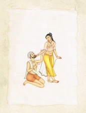 Hand Miniature Painting A Man And Woman In Love Scene Art On Paper 9x11.5 Inches